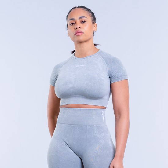 Dfyne Valkyrie Acid Wash Crop Tricko Damske Zelene | 79806VHBC