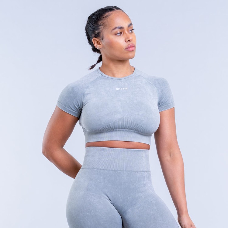 Dfyne Valkyrie Acid Wash Crop Tricko Damske Zelene | 79806VHBC