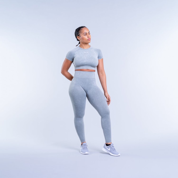 Dfyne Valkyrie Acid Wash Crop Tricko Damske Zelene | 79806VHBC